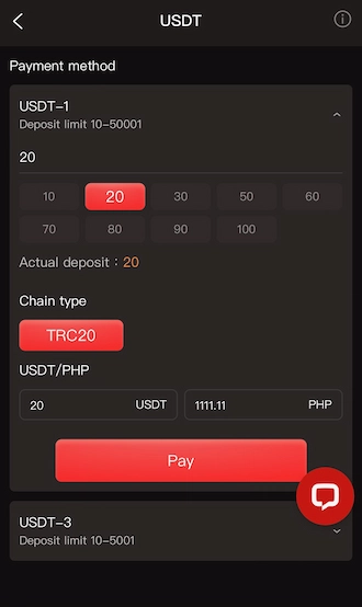 Step 2: Choose one of these 2 payment channels and enter the deposit amount. 