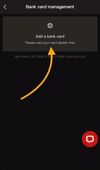Step 3: Newbies continue to click on the add a bank card section.